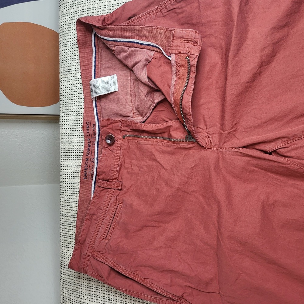 Emerson Summer Chino Pants Mens 35x32 Red‎ Slim Cotton Casual Lightweight 1978